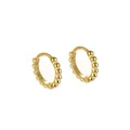 Elegant S925 sterling silver French retro gold-plated beaded hoop earrings for women - 925 Silver / Gold