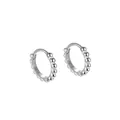 S925 sterling silver beaded hoop earrings with vintage French design for women - 925 Silver / White Gold