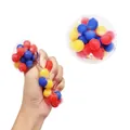 Clear soft rubber squeeze stress relief ball with vibrant multi-colored rainbow beads - Smooth Ball-in-Ball