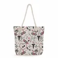 Large capacity nurse themed print tote bag with thick rope handles for travel and shopping - Nurse Theme Icons All-over Print Style (ms4541)