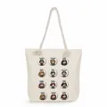 Large canvas tote bag featuring cute cartoon nurse character prints and rope handles - 12 Cartoon Nurse Avatars Style (ms4543)