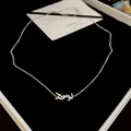 Elegant silver YSL logo pendant necklace for women with minimalist fashion design - Necklace - Silver