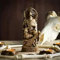 Intricately carved Odin resin statue with ravens and wolves for Nordic ritual decor - Odin