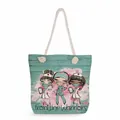 Large capacity nurse print tote bag with front line warriors slogan and rope handles - Light Lake Blue Front Line Warriors Style (ms4554)