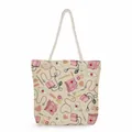 Nurse themed canvas tote bag featuring a medical equipment pattern and rope handles - Childlike Medical Tools All-over Print Style (ms4566)