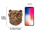Vintage bronze bear head wall decor with glasses, 5.9x4.7 inch size comparison view - Bear Head Decoration (T1b)