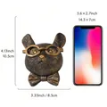 Vintage animal wall sculpture with glasses and bow tie, bronze finish, variant view - Glasses Mouse Pendant (I6a)