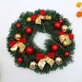 Classic green Christmas wreath decorated with red and gold baubles and festive bows - 30cm / Bead Chain Wreath