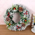 Snowy Christmas wreath with pine cones and red berries for festive holiday door decor. - 30cm / Bicolor Berry Wreath