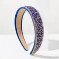 Diadema barroca de terciopelo azul con cristalli dorados y azules brillantes - Azul