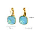 Detailed view of square blue crystal earrings showing 20.8mm height and 4.2g weight - Blue Opal