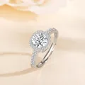 Elegante anillo de boda S925 de plata con moissanita cuadrada de 1 quilate - Abierto Ajustable / Anillo Halo Cuadrado (JZ1155-1)