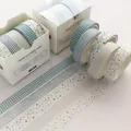 Σετ 5 μπλε ταινίες washi με βασικά σχέδια για δημιουργική διακόσμηση ημερολογίου DIY - Πράσινη Δροσιά