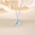 Elegant s925 sterling silver necklace with a square halo moissanite gemstone pendant - Adjustable Open / Square Halo Necklace (XL3095-1)