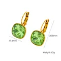 Green cushion cut crystal earrings in gold tone setting for women fashion - Grass Green