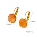 Minimalist titanium steel square earrings featuring vibrant orange candy color stones - Red Aventurine