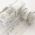 Set of 5 Japanese washi tapes with basic geometric patterns for DIY scrapbooking - Pine Mist
