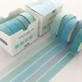 5-roll set of blue gradient washi tape for creative DIY journaling and gift decoration - Summer Foam
