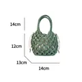 Sac à main tissé à la main vert pour femme avec mesures de taille précises 14x12x13x14cm - Sans Doublure / Vert Haricot