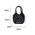 Petit sac à main au crochet noir tissé avec doublure à cordon blanc pour femmes - Sans Doublure / Noir Classique