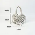 Mini borsa fatta a mano in macramè con fodera a coulisse, bianco crema - Bianco Puro