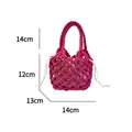 Mini borsa intrecciata magenta fatta a mano con fodera bianca e note sulle taglie - rosa acceso