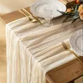 Eleganter cremefarbener Tischläufer aus Gaze für Bohème-Hochzeiten und Partydekoration - 90*180cm / Beige