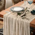 Eleganter cremefarbener Käsetuch-Tischläufer im Boho-Stil für rustikale Hochzeiten. - 90*180cm / Dunkelbeige