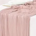 Altrosa Käsetuch-Tischläufer mit natürlicher Knitteroptik für schicke Boho-Events - 90*180cm / Nr. 50 Altrosa