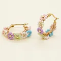 Créoles délicates faites main avec perles et motifs de fleurs colorées pour le quotidien - Style fleuri multicolore (GZ-E220031F)