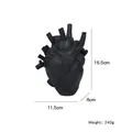 Dimensioni dettagliate del vaso cuore anatomico: altezza 16,5 cm e peso 240 g. - Nero