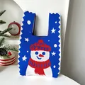 Borsa da polso in maglia blu con motivo festivo pupazzo di neve e sciarpa rossa - Blu Pupazzo di Neve di Capodanno