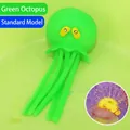 Green octopus squirt toy for bath and pool fun, soft silicone stress relief toy - Plain Style / Green