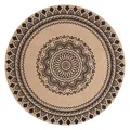 Tovaglietta rotonda in lino con stampa mandala stile bohemien tappetino isolante - Diametro 38cm / Stampa Mandala Nera (M01)