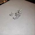 Elegant silver butterfly ear climber earrings with sparkling zircon stones. - Silver Full Rhinestone (925 Sterling Silver Earring Post)