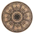 Round bohemian style heat resistant polyester linen placemat with black mandala floral print - Diameter 35cm / Black Mandala Floral (Black-M05)