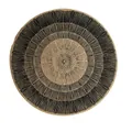Bohemian style large round polyester hemp heat insulation mat with black radiating pattern - Diameter 35cm / Black Radial Lotus (Black-M06)