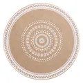 Bohemian style round printed jute placemat heat-resistant dining table mat accessory - Diameter 35cm / White Geometric Totem (White-M02)