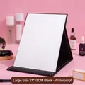 Large black foldable premium leather makeup mirror with waterproof cover size 21x15cm - Large (21x15cm) / Black