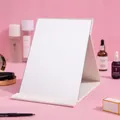 Large white 21x15cm foldable portable leather makeup mirror with waterproof protective frame - Large (21x15cm) / White