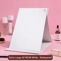 Extra large 25x18cm white folding makeup mirror with waterproof premium leather stand - Extra Large (25x18cm) / White