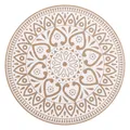 Bohemian style round polyester-linen placemat with intricate mandala floral print - Diameter 35cm / Brown-White Mandala (White-M07)