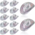 Set di 12 mini cappelli da cowboy olografici glitterati per feste - S / Bianco