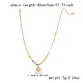 Gouden titanium stalen ketting met zon hanger en gekleurde kralen, verstelbare 45 cm ketting - Zonnehanger asymmetrische ketting (NC25Y0899-1)