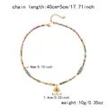 Natuursteen kralenketting met zonnehanger, afmetingen in cm en inch weergegeven - Zonnebloem hanger natuurlijke gekleurde steen (NC25Y0899-2)