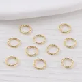 Textured 14K gold plated twisted open jump rings for DIY jewelry making components - 4mm / Jump Rings / 18K Gold