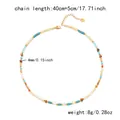 Natural stone turquoise beaded necklace with gold finish titanium steel chain 40cm - Bohemian Natural Colorful Stone Beaded Style (NC25Y0900-2)