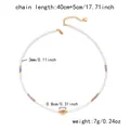 Elegant beaded necklace with purple accents and a gold heart pendant charm, 40cm - Purple Heart Pendant Artificial Pearl Style (NC25Y0900-3)