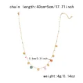 Elegant gold titanium steel necklace featuring multi-colored flower beads and heart charms. - Gold Heart and Colorful Beaded Flower Style (NC25Y0900-4)
