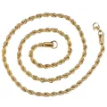 Collier chaîne de corde en acier inoxydable plaqué or 3,0 mm de haute qualité, bijoux unisexe - Chaîne Tressée Dorée 3.0*60